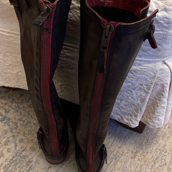 Freebird Roadey Black Leather Boots with Red Lining - Picture 4 of 8